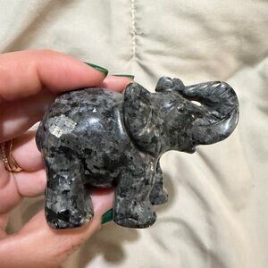 Charming Larvakite Elephant Carving